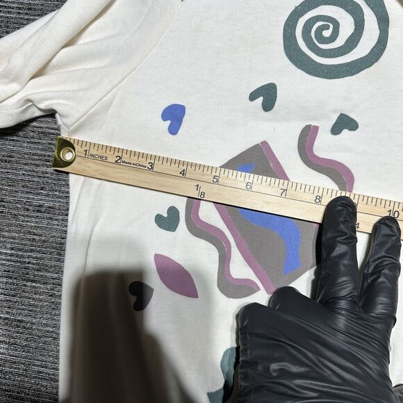 Teddi Sport Polo Shirt Women's Size S White Green Long Sleeve Vintage Floral - Picture 9 of 14